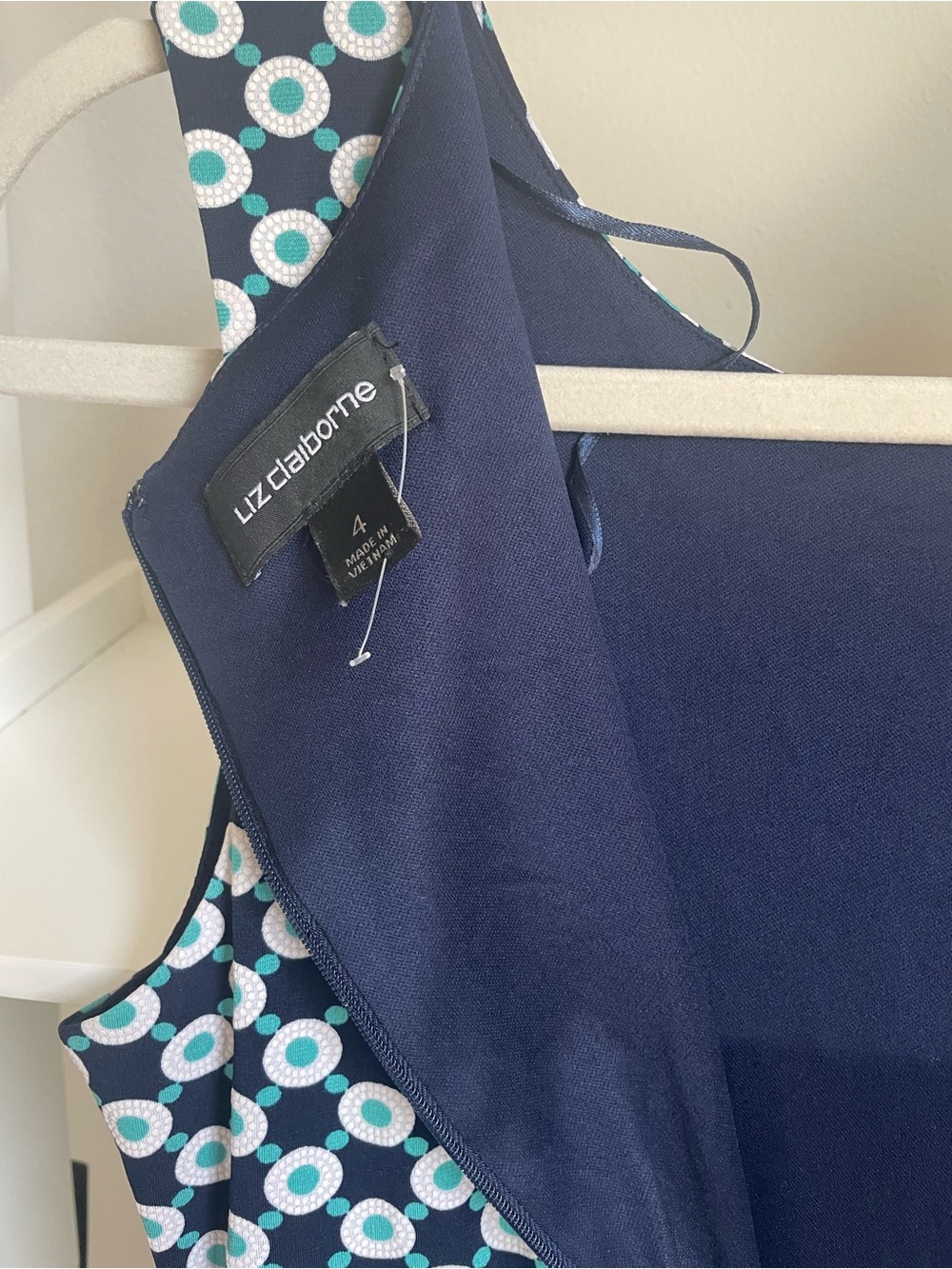 Liz Claiborne Navy and White Polka Dot Midi Dress - Picture 7 of 7